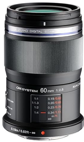 OM SYSTEM Objectif M.Zuiko Digital Ed 60 mm F2.8, Zoom Standard, Compatible Tout Appareil Micro Quatre Tiers (Modèles Olympus Om-D et Pen, Panasonic G-Series), Noir