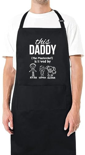 Be Buz This Daddy The Masterchef is loved Custom Aprons for Mens Dad Aprons Gift for Him Chef Apron Personalised Apron Dad Apron Kitchen Apron BBQ Apron Grill Apron Father Day Gift Black Apron