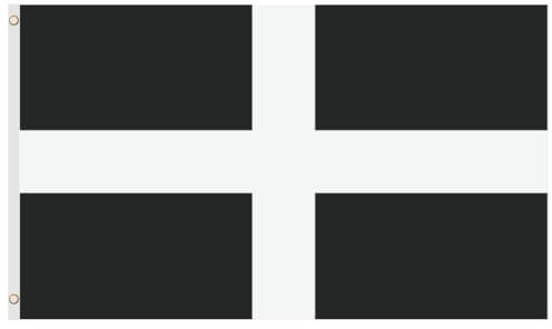 Second Ave Cornwall-Flagge, 152 x 91 cm, groß, mit Messingösen, kornische Flagge des Heiligen Pirans