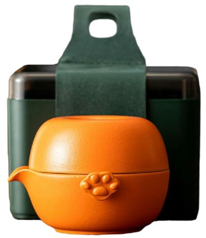 180 ml Keramik-Reise-Teeservice, tragbares Teeservice für den Außenbereich, Orange / Rot