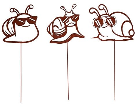 UNUS Gartenstecker Rost Schnecken 3er Set