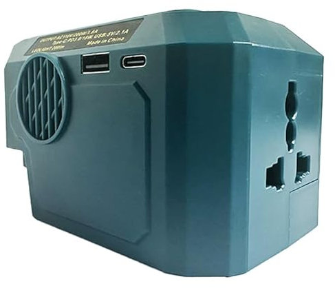 Power Inverter Generator Fit for Makita 18V Lithium Battery, DC18V to AC 220-230V Portable Power Station for Phone Charger Adapter, 1 USB Ports & 1 Type-C & 1 AC Outlet, 200LM LED Light