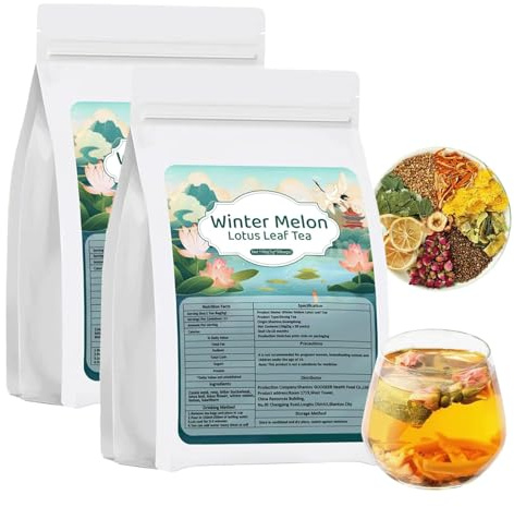 Tè alle foglie di loto e melone invernale, bustina di tè alle foglie di loto e zucca cerata di crisantemo, tè purificante oleoso, bustine di erbe con 9 ingredienti per fegato e reni