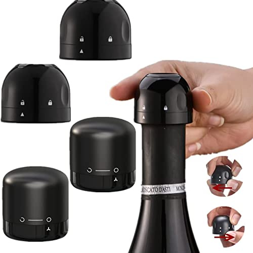 Eowppue Tappo Vino Sottovuoto, 4 Tappi per Bottiglia sottovuoto, Tappo per Champagne, Tappo per Vino, Adatto per sigillare sottovuoto Vino, Champagne, ECC., per Mantenere Fresco