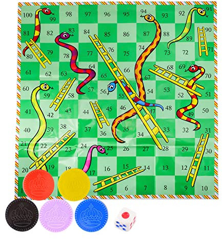 Snakes & Ladders and Ludo Giant Board Game Set Classic Entertainment Fun for the Whole Family, Waterproof Game Play sheet, Activities, Suitable for Indoor or Outdoor Play
