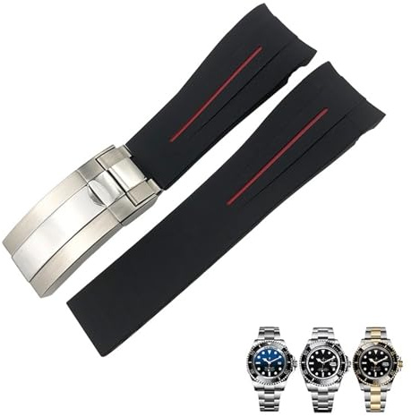 NXNONEPD 21mm Silicon Gummi-Uhren-Band Ersatz für die Rolle Deepsea Sea-Dweller 126660 Blue Black Diving Sportsgurt kostenlose Werkzeuge