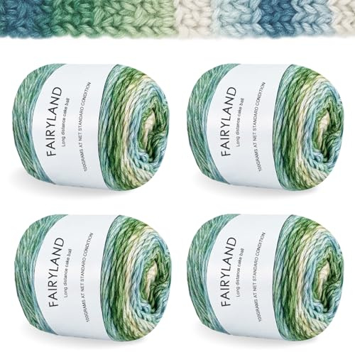 BOYIFEIJIE Filato a Gradiente di Colore, 4x100g di Lana per Uncinetto, Multicolore, Morbido, per Coperte per Neonato, Maglione