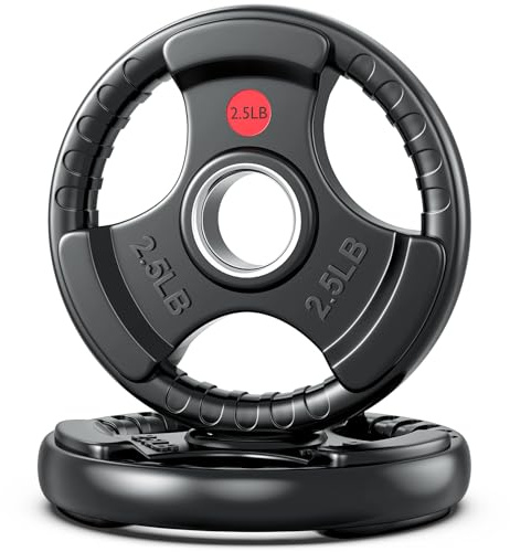 XDDIAS Rubber Weight Plates for Barbell, 2-Inch Olympic Grip Plate for Strength Training, Weightlifting and Bodybuilding in Home & Gym, Solid Cast Iron Weight Plates Pair and Sets (2x2.5LB)