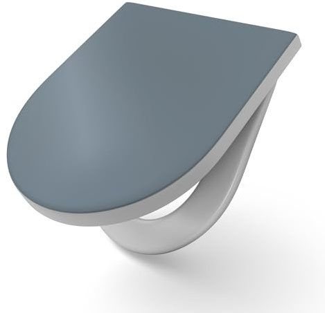 DEQORI Toilettensitz mit Farbe Unifarben - Dunkelgrau | WC Sitz in Weiß aus Duroplast | Format 36,4x45,4 cm – antibakterielle Klobrille für D-Form WC mit Deckel – pflegeleicht & dekorativ