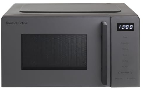 Russell Hobbs Touch Contol Digital Microwave 20L 800W in Dark Grey with 5 Power Levels, 8 Auto-Cook Menus, Defrost & Reheat Function, 60-Minute Timer, Child Lock, Glass Door & Control Panel, RHMT2006G