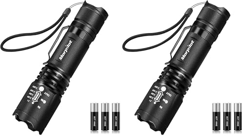 morpilot Torcia Tattica UV 2 in 1, Torcia a LED 500LM, 395 NM 4 Modalità di Alluminio, Impermeabile IPX4, Zoom in/out, 3 Batterie AAA Incluse