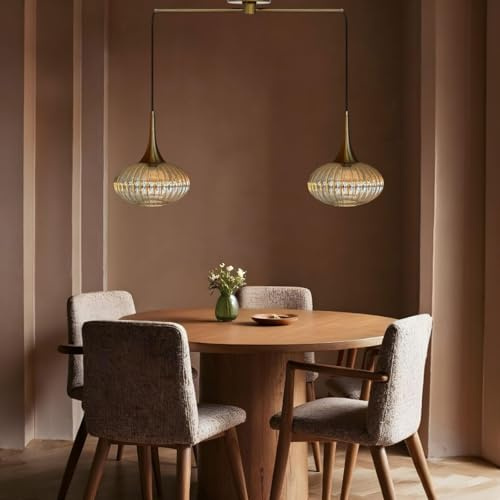bamyum Elegant Hängelampe Ø30 cm, Pendelleuchte Vintage, Industrial aus Metall und Glas E27, Wohnzimmerlampe Hängend, Esstisch, Küchenlampe