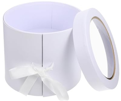 ADOCARN Boîte à Fleurs et Pratique Légère Ronde en Papier et Tissu Blanche pour Rangement de Fleurs Fraîches Chez Fleuristes Domicile