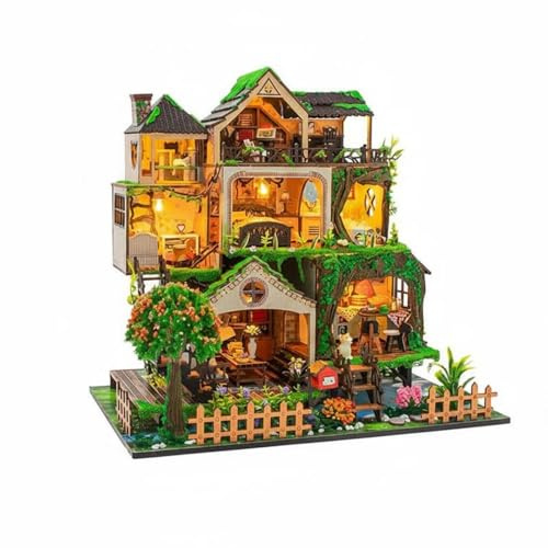 Fonowx Miniature 3D Puzzle Treehouse Model Kit Wooden Display With Layered Rooms Vines And Fences Suitable for living room decor reading corner decoration gift giving