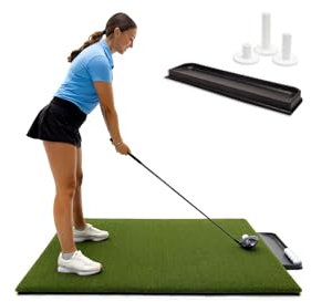 Commercial Golf Mat - 4x5 Feet Premium Turf Indoor/Outdoor Mat for Hitting & Chipping - Golf Stance Mat for Pros & Beginners w/Golf Accessories (Golf Tray + 3 Rubber Golf Tees)