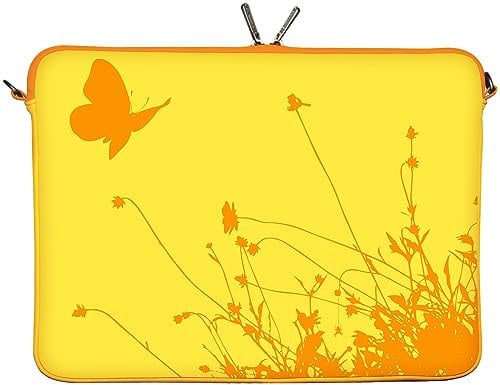 Digittrade LS114-10 Summer Designer iPad Pro 9,7 Hülle aus Neopren passend für 10 bis 10.5 Zoll (26,67 cm) Air Tasche Sleeve Case Schmetterling gelb-orange
