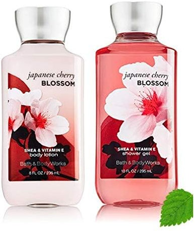 Bath & Body Works Japanese Cherry Blossom Shower Gel (10 Fl Oz) And Body Lotion (8 Fl Oz) Signature Collection (Set Of 2)