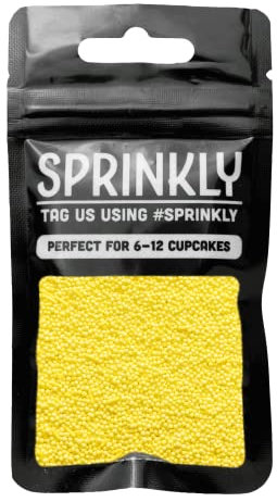 Yellow 100s & 1000s Mini Sugar Balls 30g (Approx 1mm Diameter) for Cake or cu.