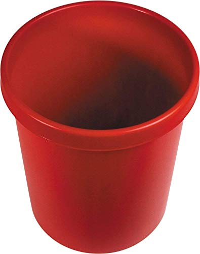 helit Kunststoff-Papierkorb - Inhalt 30 l, Höhe 405 mm, VE 5 Stk - rot, VE 5 Stk - Abfallkorb Kunststoffabfallsammler Papiereimer Papierkorb