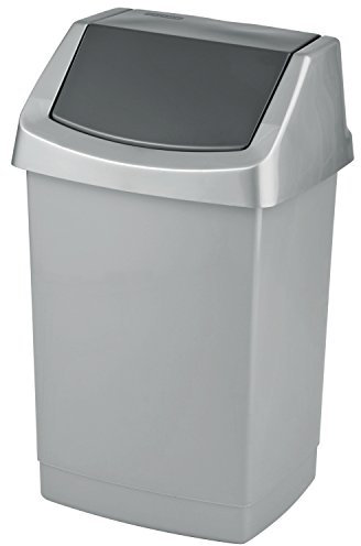 Click It Mülleimer mit Schwingdeckel 25 L silber Abfalleimer Eimer Abfall