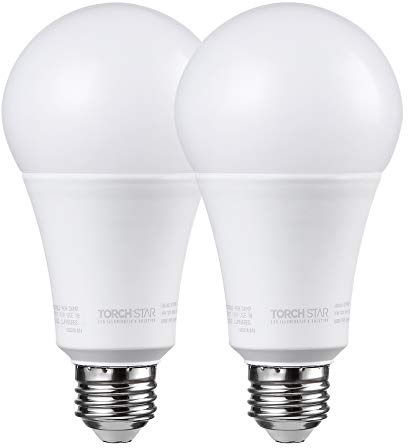 TORCHSTAR 2-Pack A21 LED Light Bulbs Dimmable Super Bright Light Bulb 5000K
