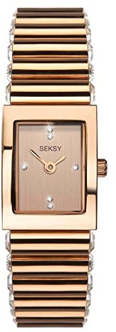 Seksy by Sekonda Edge Rose Gold Stone Set Bracelet Watch 2868