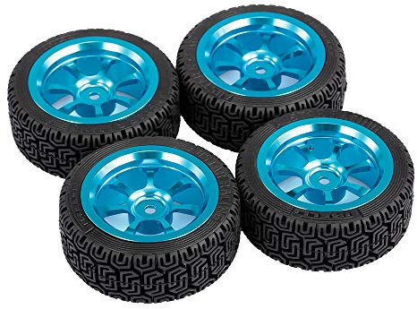 KEEDA 1:10 Rally Car 68 mm Gummireifen und Alufelgen Set für 1:10 HSP 94123 HPI Kyosho Tamiya RC On Road Car Parts (blau)