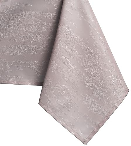 AmeliaHome Nappe Effet Lotus déperlant Polyester Poudre Rose Vesta 120x120 cm