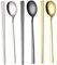 Palillos y cuchara coreanos reutilizables, juego de palillos y cucharas multicolores (plata + oro + negro), mango largo cuadrado palillos y cuchara, juego de 3