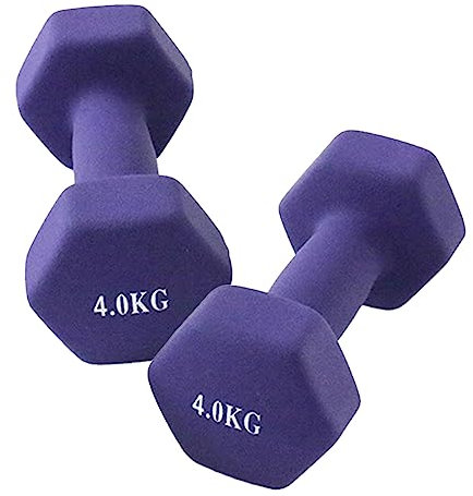unycos - Kurzhanteln Neopren 2er Set von 4 kg, Rutschfest, Anti-Roll-Design, Bequemer Griff, Krafttraining, Fitness, Pilates, Training, Fitnessstudio, Gymnastikhanteln (Violett)