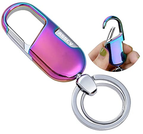 ASSCV Auto-Schlüsselanhänger mit (2 Schlüsselanhänger und Geschenkbox) Robuster Auto-Schlüsselanhänger-Halter für Männer und Frauen (Regenbogenfarbe)