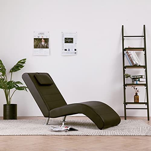 Modern Relaxsessel, Relaxliege mit Kissen,Wohnzimmer Liegesessel,Polsterliege,Chaiselongue mit Kissen Braun Kunstleder