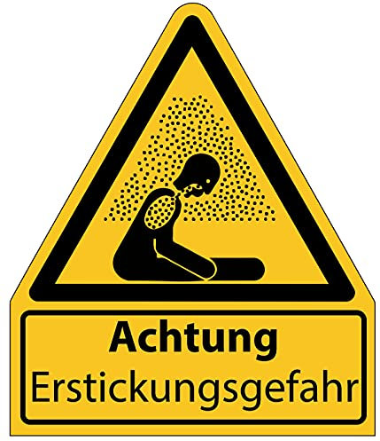 Aufkleber Warnaufkleber Achtung Erstickungsgefahr Warnung Warnschild Folie signalgelb ähnl. ISO 7010 | Größen wählbar Made in Germany, Größe: 210x245 mm