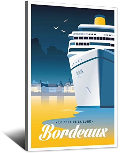 Bordeaux Port of The Moon Vintage Reiseposter Dekorative Poster Modern Schlafzimmer Leinwand Kunst Poster Bild Gemälde Poster Wanddeko Kunst Geschenk
