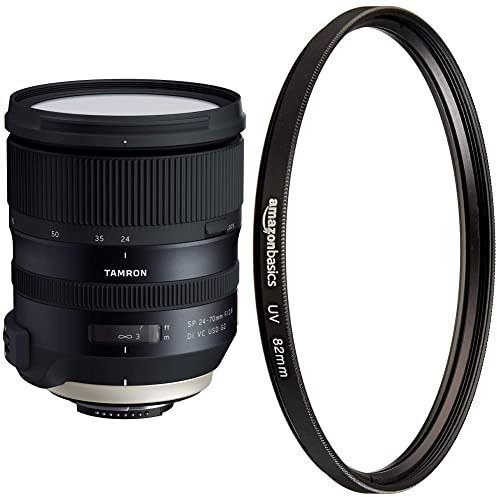 Tamron SP A032N 24-70mm F/2.8 Di VC USD G2 Objektiv für Nikon schwarz & Amazon Basics UV-Sperrfilter - 82mm