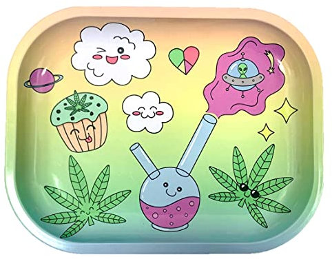 Wise Skies Metal Rolling Tray Smoking Accessories Characters Rolling Papers Rolling Tip Small (Cute)