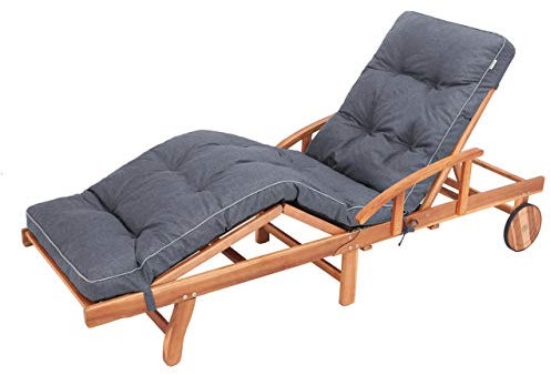 Bjird Liegenauflage, Auflage für Gartenliege 200 x 55 x 8 cm, Auflagen für Deckchair, Polsterauflage für Sonnenliege, Kissen für Liegestuhl, gesteppt - Navyblau