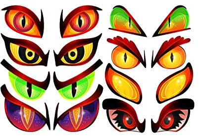 YUGHGH Sprüche Aufkleber Halloween Augen leuchtende dekorative Aufkleber Gepäck Notebook DIY wasserdichte Wandaufkleber Auto Aufkleber Sprüche Frontscheibe (B, One Size)