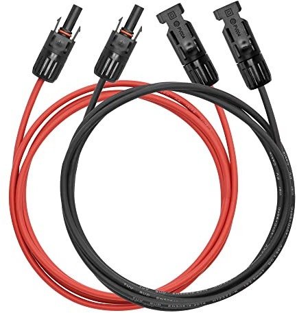 YACSEJAO Solar Panel Extension Cable Black + Red Solar Panle Adaptor Wire with Male and Female Weatherproof Connector (6.6FT/2M)