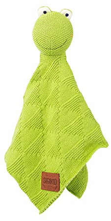 SIGIKID 39645 Strick-Schnuffeltuch Frosch Knitted Love, kuschelweiches Schmusetuch aus Baumwollstrick Einschlafhilfe und Tröster für Babys & Kinder von 0-36 Monaten, Grün, 40x40x8 cm