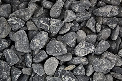 Gartenwelt Riegelsberger 1 kg Nero Ebano Kies gewaschen Körnung 15-25 mm Marmorkies tiefschwarzer Marmor Kieselsteine Zierkies Steine Deko Garten