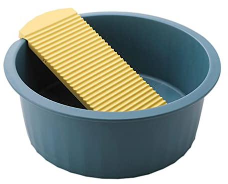 Ipetboom Washboard Basin Set 14 Inch Hand Washing Clothes Basin with Non-Slip Washboard for Household and Baby Laundry Durable Plastic Washbasin for Infant Clothes Cleaning