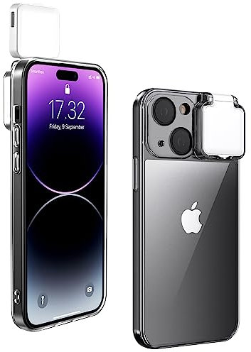 AJDSE Selfie Light for iPhone 14 Plus Case Light Up Flash Lighting Selfie Case Rechargeable LED Compatible with Live Stream/Makeup/TIK Tok/Video- Selfie Illuminate for Women Crystal Clear
