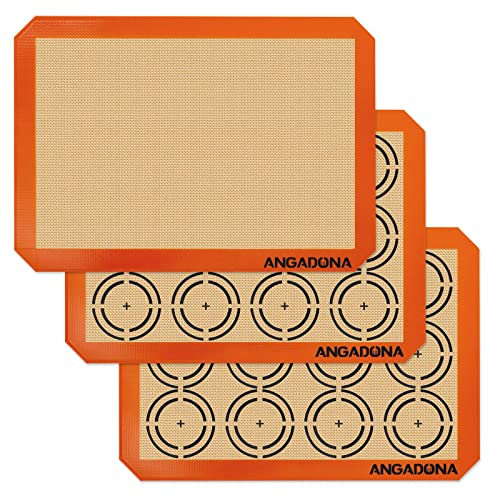 Silicone Baking Mat Sheets Set, Easy Clean &Non-Stick Food Grade Reusable Baking Mat, 3 Half Sheet Cookie Baking Mats Silicone for Oven, Make Macarons, Cookies, Pizza, Bread and Pastry