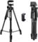 ZOMEI Camera Tripod Extends to 155cm Lightweight Travel Portable Cellphone Pan Head Tripod Stand with Handle Phone Holder and Carry Bag for YouTube Video/Photography/Vlog