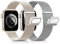 AMSKY 2 Piezas Magnetica Correas Compatible con Correa Apple Watch 44mm 40mm 46mm 45mm 41mm 42mm 38mm 49mm, Metalica Milanese con Doble Imán, Compatible con iWatch Se Ultra Series 10 9 8 7 6 5 4 3 2 1