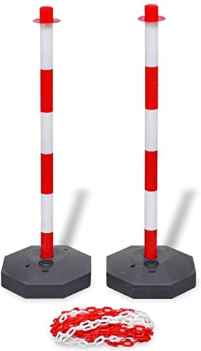 Set Stradale 2 Pali con base e Catena di Plastica Segnaletica da 10 m