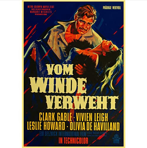 BOBSLA Poster Vom Winde Verweht Poster Retro Movie Poster Wall Art Leinwand Malerei Poster Und Drucke Home Decor 50X70Cm Kein Rahmen