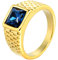 HIJONES Herren Edelstahl Blau Stein Ring Quadratisch Edelstein Pinky Finger Ringe mit Kristall Statement Schmuck Gold Größe 57