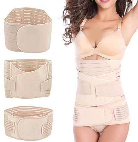 Xrten High Elastischen Postpartum Gürtel, 3 in 1 Gürtel Bauch Bauchgurt nach Geburt Kaiserschnitt für Damen